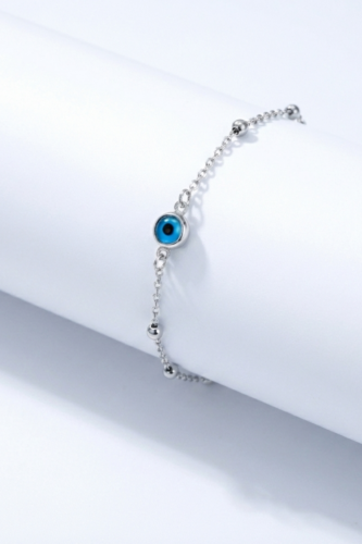 Koruyucu Mavi Nazar 925 Ayar Gümüş Kadın Ayarlanabilir Bileklik