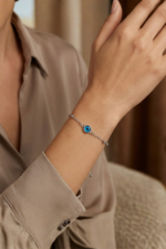 Koruyucu Mavi Nazar 925 Ayar Gümüş Kadın Ayarlanabilir Bileklik - Görsel 5