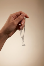 Arapça Tı Harfi Minimal 925 Ayar Gümüş Kadın Kolye - Görsel 5