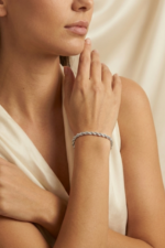 Burgulu Halat 925 Ayar Gümüş Kadın Bileklik - Görsel 7