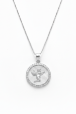 Plaka İçinde Peri Tasarım 925 Ayar Gümüş Kadın Kolye