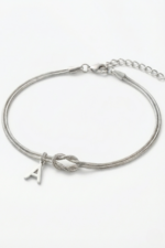 Harfli Kişiye Özel Düğüm Halat 925 Ayar Gümüş Kadın Bileklik - Görsel 2