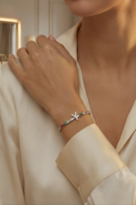 Harfli Kişiye Özel Renkli Taşlı 925 Ayar Gümüş Kadın Bileklik - Görsel 4