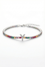 Harfli Kişiye Özel Renkli Taşlı 925 Ayar Gümüş Kadın Bileklik - Görsel 3