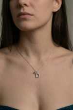 Harfli Ve Taşlı Kişiye Özel 925 Ayar Gümüş Kadın Kolye - Görsel 7