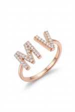 İki Harfli Kişiye Özel Ayarlanabilir 925 Ayar Gümüş Kadın Yüzük - Görsel 3