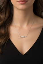 İsimli Kişiye Özel Taşlı 925 Ayar Gümüş Kadın Minimal Kolye - Görsel 6