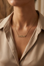 İsimli Kişiye Özel Taşlı 925 Ayar Gümüş Kadın Minimal Kolye - Görsel 5