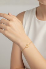 Kalpli Aşk Temalı 925 Ayar Gümüş Kadın Ayarlanabilir Bileklik - Görsel 4