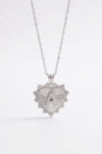 Kalp Plaka Harfli Kişiye Özel Kadın 925 Ayar Gümüş Kolye