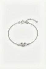 Nazar Göz Minimal 925 Ayar Gümüş Kadın Ayarlanabilir Bileklik