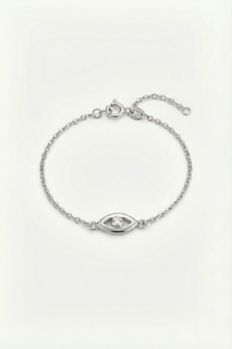 Nazar Göz Minimal 925 Ayar Gümüş Kadın Ayarlanabilir Bileklik