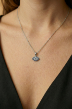 Nazar Temalı 925 Ayar Gümüş Kadın Minimal Kolye - Görsel 5