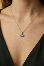 Nazar Temalı 925 Ayar Gümüş Kadın Minimal Kolye - Görsel 4