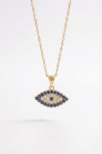 Nazar Temalı 925 Ayar Gümüş Kadın Minimal Kolye - Görsel 3