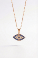 Nazar Temalı 925 Ayar Gümüş Kadın Minimal Kolye - Görsel 2