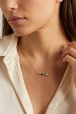 Renkli Baget Taşlı 925 Ayar Gümüş Kadın Minimal Kolye - Görsel 5