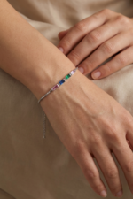 Zarif Renkli Baget Taşlı 925 Ayar Ayarlanabilir Bileklik - Görsel 5