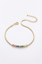 Zarif Renkli Baget Taşlı 925 Ayar Ayarlanabilir Bileklik - Görsel 2