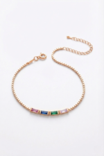 Zarif Renkli Baget Taşlı 925 Ayar Ayarlanabilir Bileklik - Görsel 3