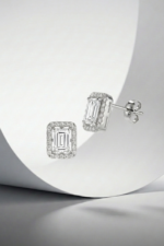 Baget Taşlı 925 Ayar Gümüş Kadın Küpe - Görsel 5