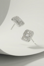 Baget Taşlı 925 Ayar Gümüş Kadın Küpe - Görsel 6