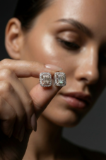 Baget Taşlı 925 Ayar Gümüş Kadın Küpe - Görsel 2