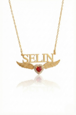 İsimli Kişiye Özel Kırmızı Kalp 925 Ayar Gümüş Kadın Kolye - Görsel 2