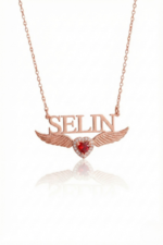 İsimli Kişiye Özel Kırmızı Kalp 925 Ayar Gümüş Kadın Kolye - Görsel 3