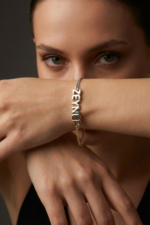 İsimli Kişiye Özel Bombeli 925 Ayar Gümüş Kadın Bileklik - Görsel 6