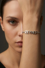 İsimli Kişiye Özel Bombeli 925 Ayar Gümüş Kadın Bileklik - Görsel 5