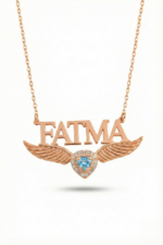 İsimli Kişiye Özel Mavi Kalp 925 Ayar Gümüş Kadın Kolye - Görsel 3