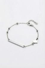 Plaka Kişiye Özel Yazı Yazılabilir 925 Ayar Gümüş Kadın Bileklik