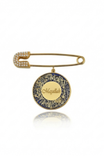 Bebek Yaka İğnesi Maşallah ve Nazar Ayeti Yazılı 925 Ayar Gümüş Antialerjik Mavi