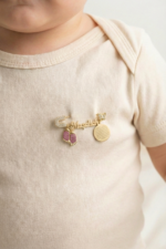 Bebek Yaka İğnesi Maşallah ve Nazar Ayeti Yazılı 925 Ayar Gümüş Antialerjik Kırmızı Taşlı - Görsel 4