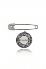 Bebek Yaka İğnesi Maşallah ve Nazar Ayeti Yazılı 925 Ayar Gümüş Antialerjik Mavi - Görsel 2