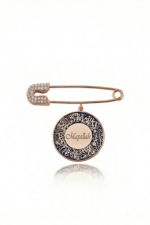 Bebek Yaka İğnesi Maşallah ve Nazar Ayeti Yazılı 925 Ayar Gümüş Antialerjik Mavi - Görsel 4