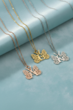 Harfli Kelebek Kanat Detaylı Kişiye Özel 925 Ayar Gümüş Kadın Kolye - Görsel 3