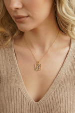 Baş Harf Çift Taraflı 925 Ayar Gümüş Kadın Kolye - Görsel 4