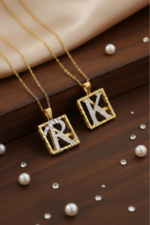 Baş Harf Çift Taraflı 925 Ayar Gümüş Kadın Kolye - Görsel 2