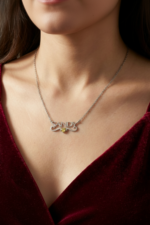 İsimli ve Doğum Taşı Seçenekli Kişiye Özel 925 Ayar Gümüş Kadın Kolye - Görsel 3