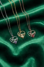 Kalpli İsimli ve Doğum Taşı Seçenekli 925 Ayar Gümüş Kadın Kolye - Görsel 4