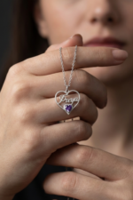 Kalpli İsimli ve Doğum Taşı Seçenekli 925 Ayar Gümüş Kadın Kolye