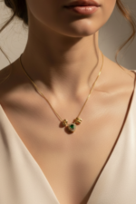 Kalp ve  Çift Harf Charm Doğum Taşlı 925 Ayar Gümüş Kadın Kolye - Görsel 4