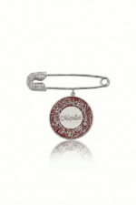 Bebek Yaka İğnesi Maşallah ve Nazar Ayeti Yazılı 925 Ayar Gümüş Antialerjik Kırmızı - Görsel 4