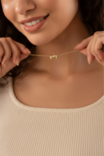 Kalp ve Harf Charm 925 Ayar Gümüş Kadın Kişiselleştirilebilir Kolye - Görsel 3