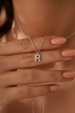 Harf Charm 925 Ayar Gümüş Kadın Minimal Kişiye Özel Kolye - Görsel 6