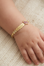 Bebek Künyesi Maşallah Yazılı 925 Ayar Gümüş Kelebek Kırmızı Taşlı Ayak İzi