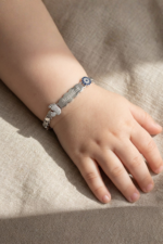 Bebek Künyesi Maşallah Yazılı 925 Ayar Gümüş Nazar El Ayak Figür Beyaz Taşlı - Görsel 3