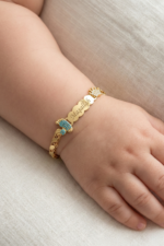 Bebek Künyesi Maşallah Yazılı 925 Ayar Gümüş Taç El Ayak Figür Turkuaz Taşlı